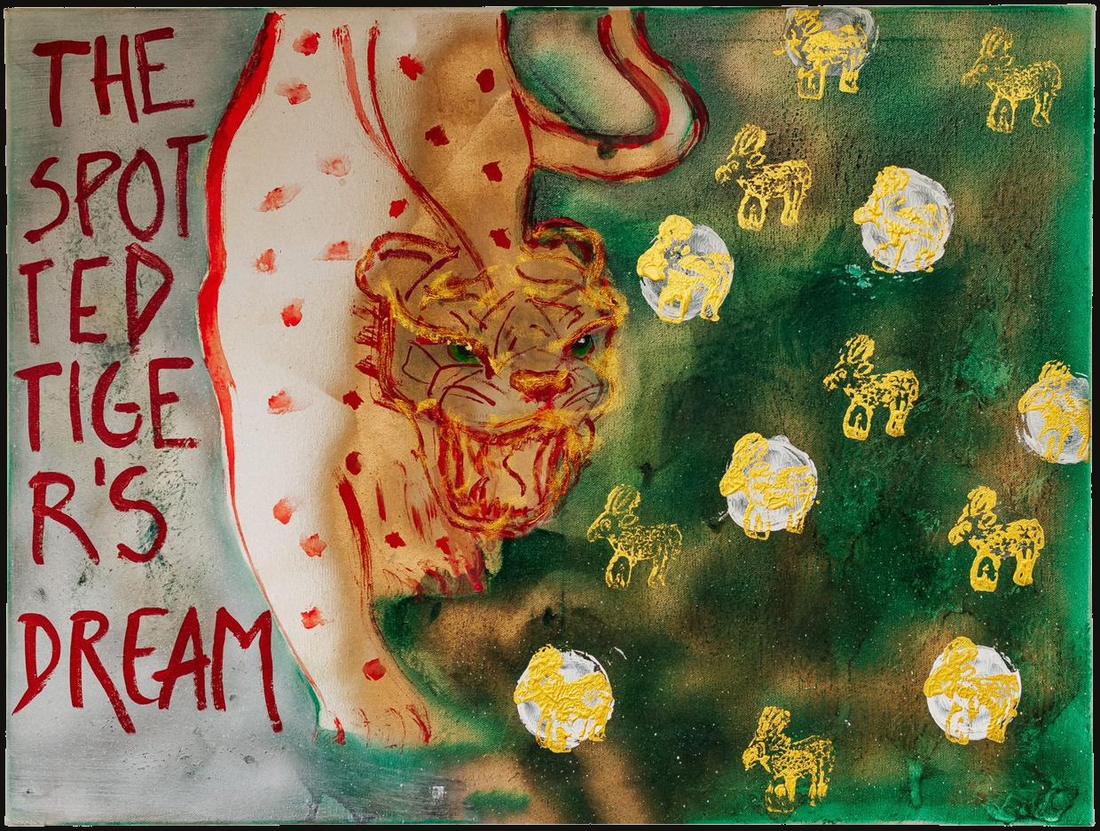The Spotted Tiger's Dream, mixed media work by Nana Bors