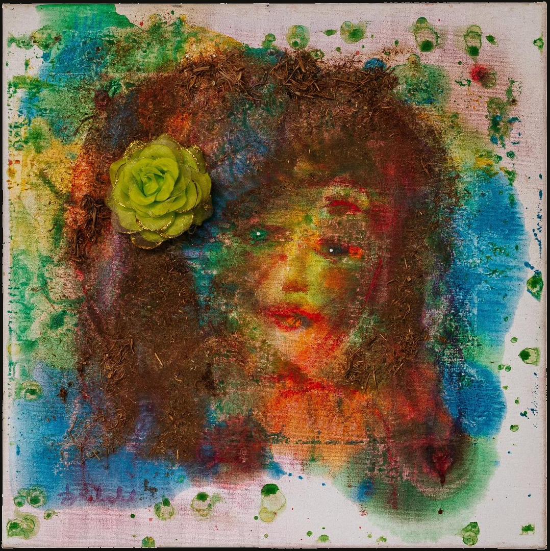 Sad-Eyed Gypsy Girl, mixed media work by Nana Bors