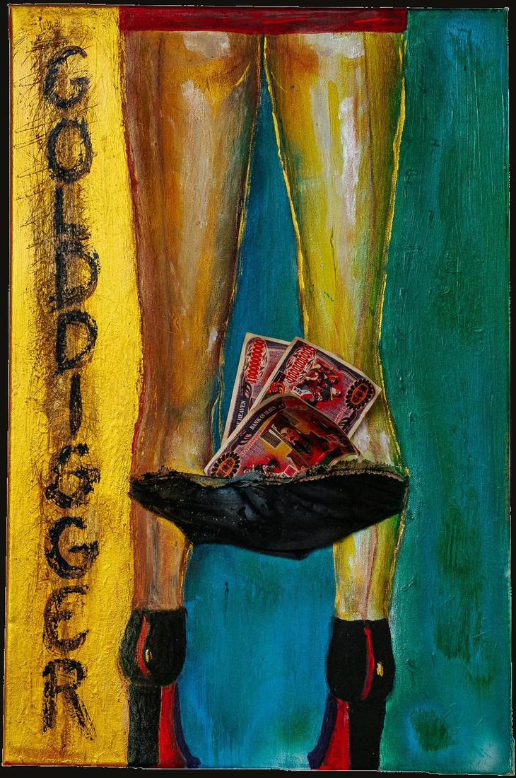 Golddigger, mixed media work by Nana Bors