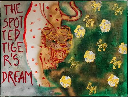 The Spotted Tiger's Dream, mixed media work by Nana Bors