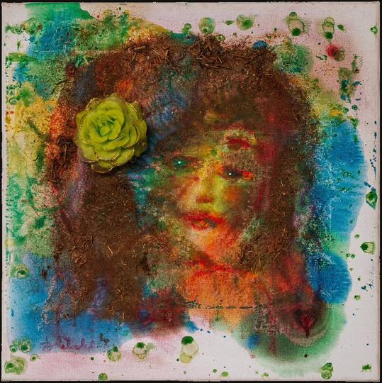 Sad-Eyed Gypsy Girl, mixed media work by Nana Bors