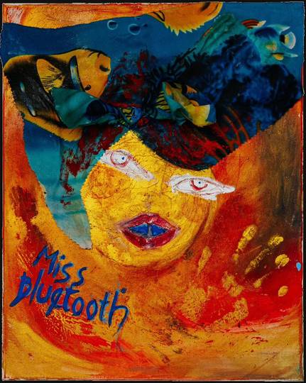 Miss BlueTooth, mixed media work by Nana Bors